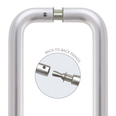 Click Here To Enlarge This Photo Of ZAAD600BSABB - Zoo Hardware (Pair) 600mm x 19mm 'D' Pull Handles with Back to Back Fixings - Aluminium