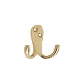 ZAB82 - Zoo Hardware Double Robe Hook - Polished Brass