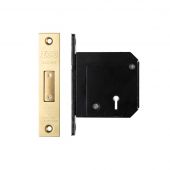ZBSCD80PVD - Zoo Hardware British Standard 5 Lever Deadlock - 80mm c/w Esc - Chubb Retro Fit 3G114 Polished Brass