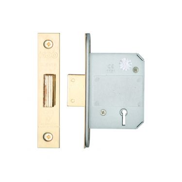 Click Here To Enlarge This Photo Of ZBSD64PVD - Zoo Hardware British Standard 5 Lever Deadlock 64mm (45mm Backset) Polished Brass
