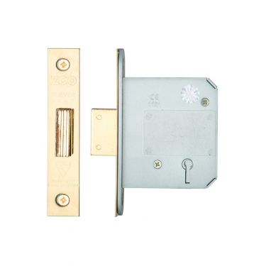 Click Here To Enlarge This Photo Of ZBSD76PVD - Zoo Hardware British Standard 5 Lever Deadlock 76mm (57mm Backset) Polished Brass