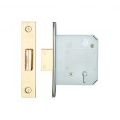 ZBSD76PVD - Zoo Hardware British Standard 5 Lever Deadlock 76mm (57mm Backset) Polished Brass