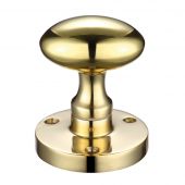 ZCB34 - Zoo Hardware Oval Mortice Knobs (Sprung) 60.5mm Rose dia. Polished Brass