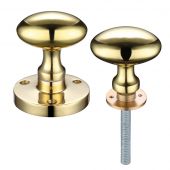 ZCB34R - Zoo Hardware Oval Rim Knobs (Unsprung) 60.5mm Rose dia. Polished Brass