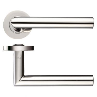 Click Here To Enlarge This Photo Of ZCS010PS - Zoo Hardware 19mm Mitred Lever on Round Rose (Grade 304) Polished Stainless Steel