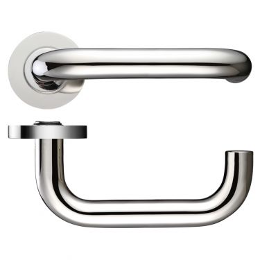 Click Here To Enlarge This Photo Of ZCS030PS - Zoo Hardware 19mm Return to Door Safety Lever on Round Rose (Grade 304) Polished Stainless Steel