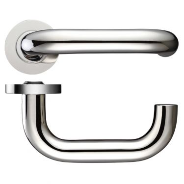 Click Here To Enlarge This Photo Of ZCS080PS - Zoo Hardware 22mm Return to Door Safety Lever on Round Rose (Grade 304) Polished Stainless Steel