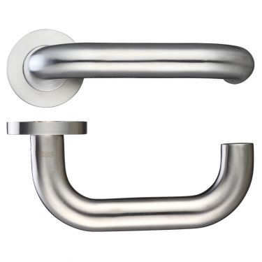 Click Here To Enlarge This Photo Of ZCS080SS - Zoo Hardware 22mm Return to Door Safety Lever on Round Rose (Grade 304) Satin Stainless Steel