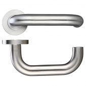 ZCS080SS - Zoo Hardware 22mm Return to Door Safety Lever on Round Rose (Grade 304) Satin Stainless Steel