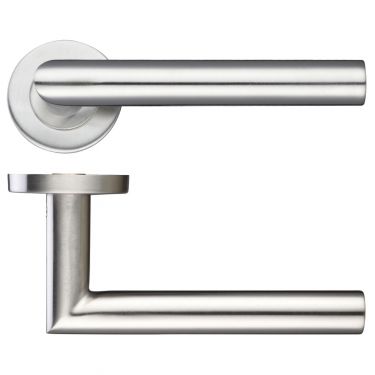 Click Here To Enlarge This Photo Of ZCS2010SS - Zoo Hardware 19mm Mitred Lever on Round Rose (Grade 201) Satin Stainless Steel