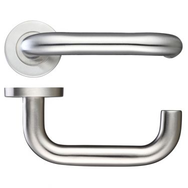 Click Here To Enlarge This Photo Of ZCS2030SS - Zoo Hardware 19mm Return to Door Safety Lever on Round Rose (Grade 201) Satin Stainless Steel
