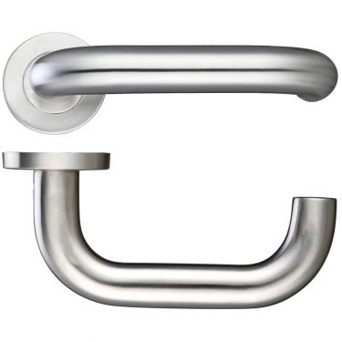 Click Here To Enlarge This Photo Of ZCS2080SS - Zoo Hardware 22mm Return to Door Safety Lever on Round Rose (Grade 201) Satin Stainless Steel