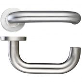 ZCS2080SS - Zoo Hardware 22mm Return to Door Safety Lever on Round Rose (Grade 201) Satin Stainless Steel