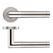 ZCS2110SSPS - Zoo Hardware 19mm Mitred Lever on Round Rose (Grade 201) (Dual Finish) Satin Stainless Steel / Polished Stainless Steel