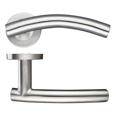 Click Here To Enlarge This Photo Of ZCS2120SS - Zoo Hardware 19mm Arched T-Bar Lever on Round Rose (Grade 201) Satin Stainless Steel