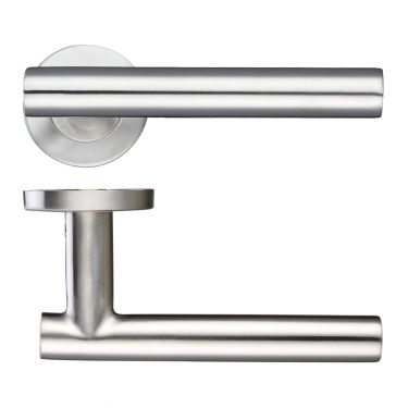 Click Here To Enlarge This Photo Of ZCS2130SS - Zoo Hardware 19mm Straight T-Bar Lever on Round Rose (Grade 201) Satin Stainless Steel