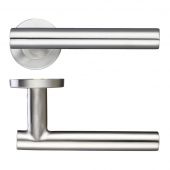 ZCS2130SS - Zoo Hardware 19mm Straight T-Bar Lever on Round Rose (Grade 201) Satin Stainless Steel