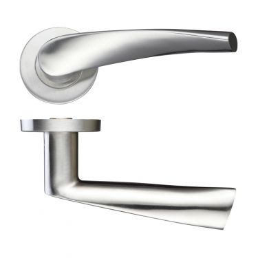 Click Here To Enlarge This Photo Of ZCS2140SS - Zoo Hardware 19mm Curved Lever on Round Rose (Grade 201) Satin Stainless Steel