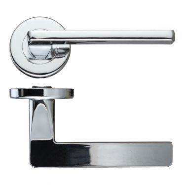 Click Here To Enlarge This Photo Of ZCZ010CP Zoo Hardware Stanza 'Leon' Lever Handles on Round Push on Rose - Polished Chrome (Contract Range)