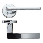 ZCZ010CP Zoo Hardware Stanza 'Leon' Lever Handles on Round Push on Rose - Polished Chrome (Contract Range)