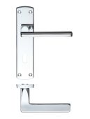 ZCZ011CP Zoo Hardware Stanza 'Leon' Lock Lever Handles (57mm c/c) on Backplate (170mm x 40mm) Polished Chrome (Contract Range)