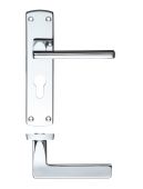 ZCZ011EPCP Zoo Hardware Stanza 'Leon' Euro Profile Lock Lever Handles (47.5mm c/c) on Backplate (170mm x 40mm) Polished Chrome (Contract Range)