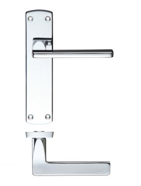Click Here To Enlarge This Photo Of ZCZ012CP Zoo Hardware Stanza 'Leon' Latch Lever Handles on Backplate (170mm x 40mm) Polished Chrome (Contract Range)