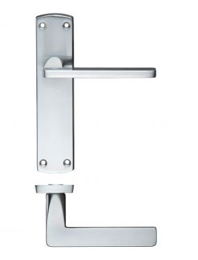 Click Here To Enlarge This Photo Of ZCZ012SC Zoo Hardware Stanza 'Leon' Latch Lever Handles on Backplate (170mm x 40mm) Satin Chrome (Contract Range)
