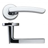 ZCZ020CP Zoo Hardware Stanza 'Santiago' Lever Handles on Round Push on Rose - Polished Chrome (Contract Range)