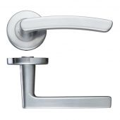 ZCZ020SC Zoo Hardware Stanza 'Santiago' Lever Handles on Round Push on Rose - Satin Chrome (Contract Range)