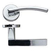 ZCZ030CP Zoo Hardware Stanza 'Toledo' Lever Handles on Round Push on Rose - Polished Chrome (Contract Range)