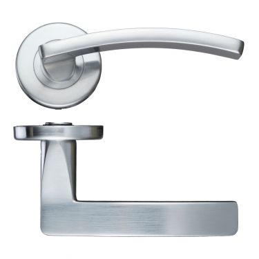 Click Here To Enlarge This Photo Of ZCZ030SC Zoo Hardware Stanza 'Toledo' Lever Handles on Round Push on Rose - Satin Chrome (Contract Range)