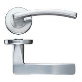 ZCZ030SC Zoo Hardware Stanza 'Toledo' Lever Handles on Round Push on Rose - Satin Chrome (Contract Range)