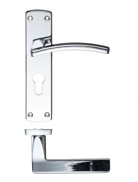 Click Here To Enlarge This Photo Of ZCZ031EPCP Zoo Hardware Stanza 'Toledo' Lever Euro Lock (47.5mm c/c) Handles on Backplate (170mm x 40mm) Polished Chrome (Contract Range)