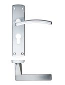 ZCZ031EPSC Zoo Hardware Stanza 'Toledo' Lever Euro Lock (47.5mm c/c) Handles on Backplate (170mm x 40mm) Satin Chrome (Contract Range)