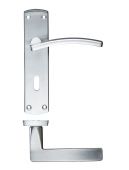 ZCZ031SC Zoo Hardware Stanza 'Toledo' Lock Lever Handles (57mm c/c) on Backplate (170mm x 40mm) Satin Chrome (Contract Range)
