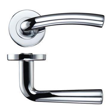 Click Here To Enlarge This Photo Of ZCZ050CP Zoo Hardware Stanza 'Seville' Lever Handles on Round Push on Rose - Polished Chrome (Contract Range)