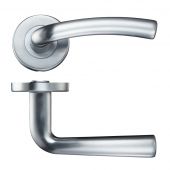 ZCZ050SC Zoo Hardware Stanza 'Seville' Lever Handles on Round Push on Rose - Satin Chrome (Contract Range)