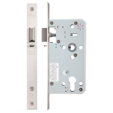 Click Here To Enlarge This Photo Of ZDL7255NLSS - Zoo Hardware Din Night Latch Case - 72mm c/c - Backset 55mm (Square) Satin Stainless Steel