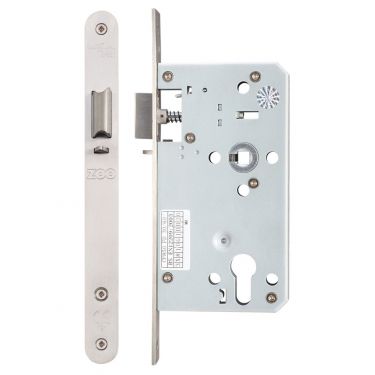 Click Here To Enlarge This Photo Of ZDL7260NLRSS - Zoo Hardware Din Night Latch Case - 72mm c/c - Backset 60mm (Radius) Satin Stainless Steel