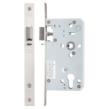 Click Here To Enlarge This Photo Of ZDL7260NLSS - Zoo Hardware Din Night Latch Case - 72mm c/c - Backset 60mm (Square) Satin Stainless Steel