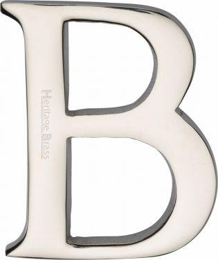 Click Here To Enlarge This Photo Of C1565 2 B-PNF Heritage Brass Alphabet B Pin Fix 51mm (2") Polished Nickel Finish