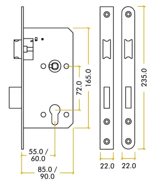 Click Here To Enlarge This Photo Of ZDL7260RSS - Zoo Hardware Din Euro Profile Sashlock - 72mm c&sol;c - Backset 60mm &lpar;Radius&rpar; Satin Stainless Steel