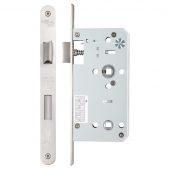 ZDL7855RSS - Zoo Hardware Din Bathroom Lock - 78mm c/c - Backset 55mm (Radius) Satin Stainless Steel