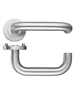 Click Here To Enlarge This Photo Of ZG4S030 - Zoo Hardware Grade 4 19mm Return to Door Safety Levers on Round Rose - Satin Stainless Steel
