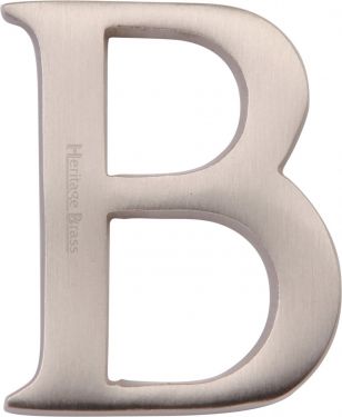 Click Here To Enlarge This Photo Of C1565 2 B-SN Heritage Brass Alphabet B Pin Fix 51mm (2") Satin Nickel Finish
