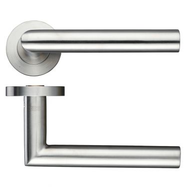 Click Here To Enlarge This Photo Of ZPS010SS - Zoo Hardware 19mm Mitred Lever on Round Rose (Grade 304) Satin Stainless Steel