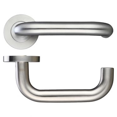 Click Here To Enlarge This Photo Of ZPS030SS - Zoo Hardware 19mm Return to Door Safety Lever on Round Rose (Grade 304) Satin Stainless Steel