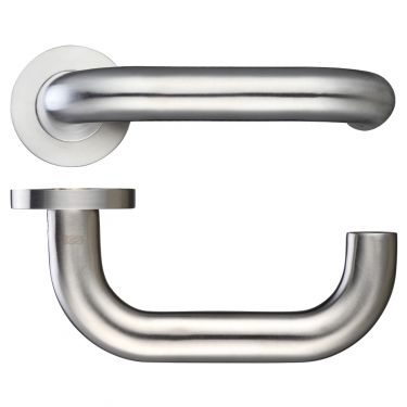 Click Here To Enlarge This Photo Of ZPS080SS - Zoo Hardware 22mm Return to Door Safety Lever on Round Rose (Grade 304) Satin Stainless Steel