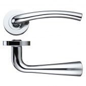 ZPZ010CP - Zoo Hardware Stanza 'Assisi' Lever Handles on Round Screw on Rose - Polished Chrome (Designer Range)